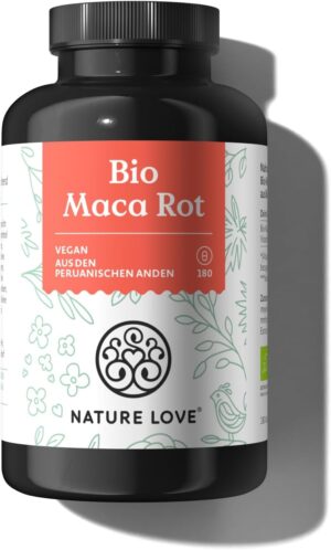 Potenzmittel & Standfestigkeit – Organic Maca Capsules With 3000 mg of Organic Red Maca Per Daily Dose, 180 Capsules With Natural Vitamin C, No Additives Such As Magnesium Stearate, Certified Organic Production, High Dosage, Vegan, Made In Germany