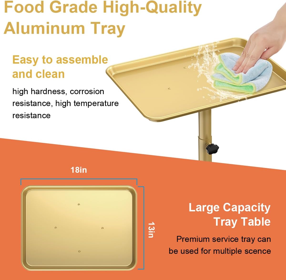 Potenzmittel & Standfestigkeit – Salon Tray Trolley Adjustable Height Tattoo Tray Spa Trolley for Beauty Hairdressers Dental Clinic Champagne Gold – Bild 3