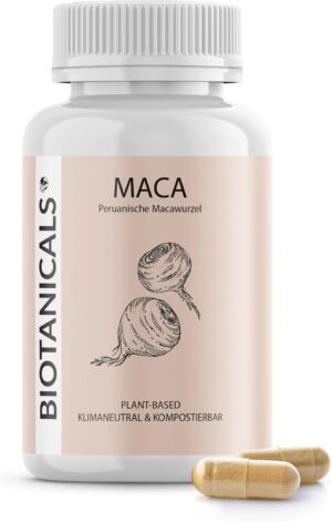 Potenzmittel & Standfestigkeit – Maca capsules (120 pieces) from maca root - purely plant-based, CO2 neutral and compostable - vegan