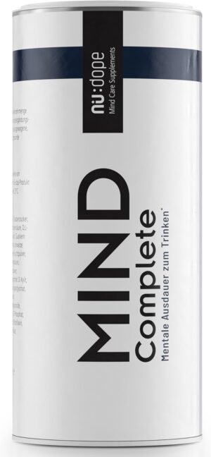 Ausdauer & Energie – Mind Complete® Energy and Strong Nerves Natural Booster for Mental Endurance with Vital Substances, Ginseng, Rhodiola, Vitamin B Complex, B12, 24 Active Ingredients, 21 Servings for 1 Month, 164 g
