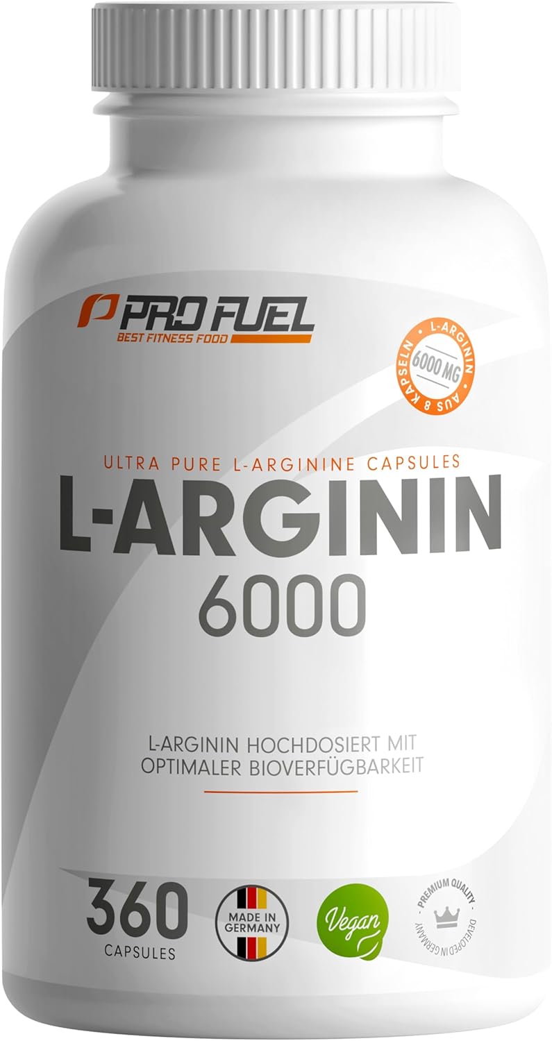 Ausdauer & Energie – L-Arginine 360 Capsules Vegan - with 6000 mg High-Quality L-Arginine from Fermentation (of which 6000 mg Pure L-Arginine) per Daily Dose - L-Arginine in Base Form - Laboratory Tested with Certificate