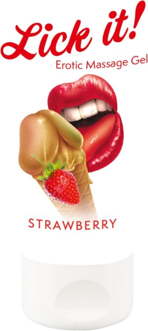 Penisvergrößerung & Pflege – You2Toys Lick it! Erotic Massage Gel "Strawberry" - Seductive Lubricant for Women and Men, Water-Based, Vegan, Strawberry Flavour, 50 ml