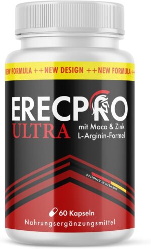 Potenzmittel & Standfestigkeit – ErecPro Ultra Capsules | Power for the Active Man | Easy to Use | Contents 60 Capsules