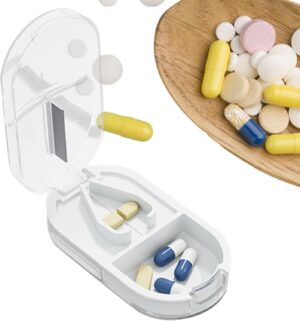 Potenzmittel & Standfestigkeit – Pillenspalter – tragbarer Pillen-Organizer mit Cutter | Professionelle Organizer-Ausstechformen für kleine oder große Pillen und Tabletten