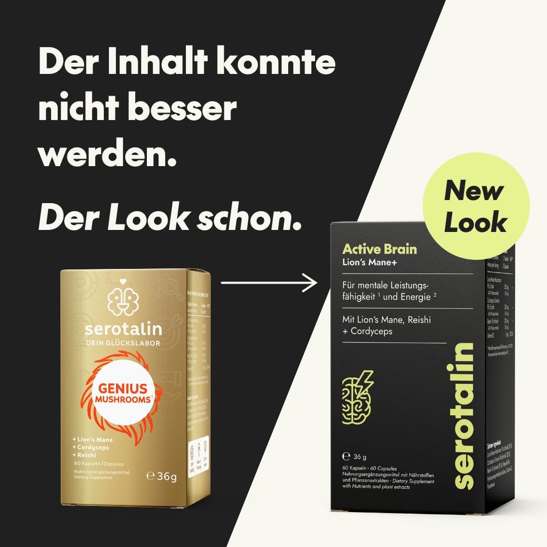 Ausdauer & Energie – serotalin Lions Mane+ I Cordyceps I 60 Mushroom Complex Capsules High Dose & No Additives | German Production & Laboratory Tested I Vegan – Bild 2