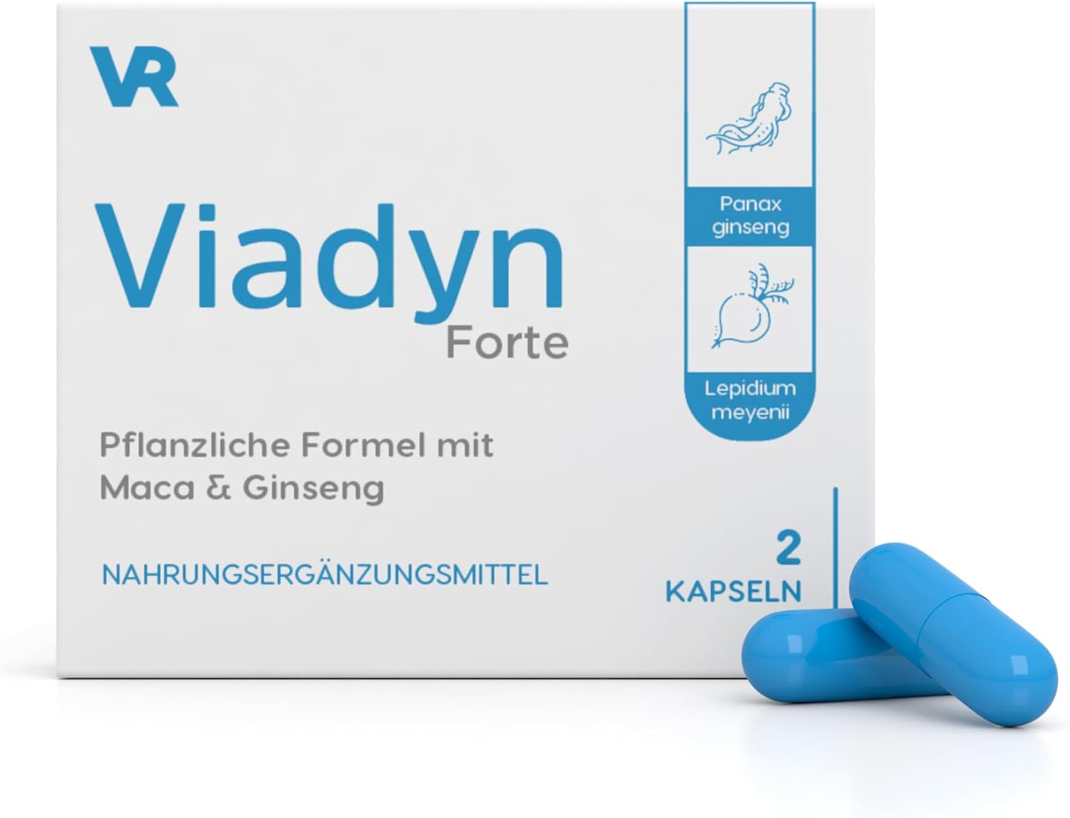 Potenzmittel & Standfestigkeit – Viadyn - Dietary Supplement for Men with Maca, Ginseng & Tribulus - Vegetable Formula for Vitality & Wellbeing - Made in EU (2 Capsules)