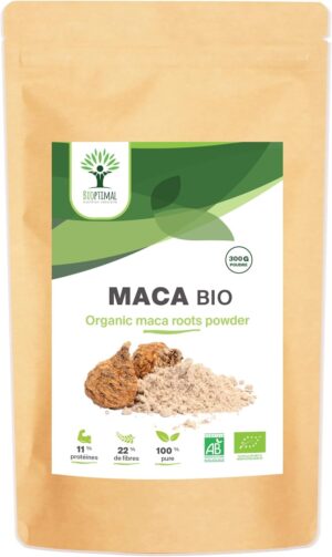 Potenzmittel & Standfestigkeit – Organic Maca Powder - Superfood - Yellow Maca Root from Peru - Energy for Sexuality, Fertility and Aphrodisiac - 100% Pure, Natural and Raw - Packed in EU - Organic Certified - 300 g