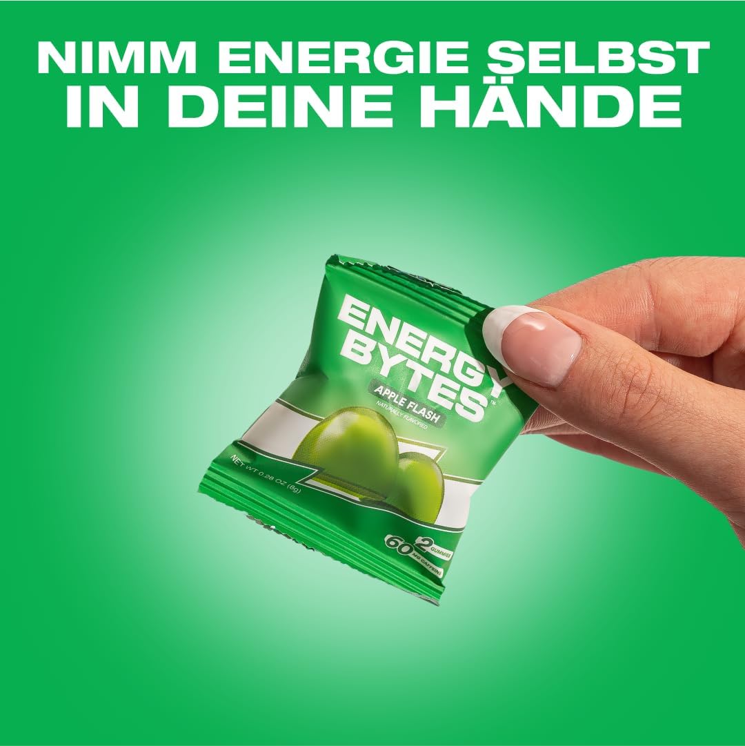 Potenzmittel & Standfestigkeit – Energy Bytes | Caffeine Chewing Gum | Apple Flash | Low Sugar Instant Energy Chewing Gums for Running, Cycling and Athletic Performance | 12 Servings – Bild 2