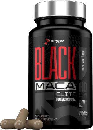Potenzmittel & Standfestigkeit – 40,000 mg Organic Maca Capsules, High Dose Black Maca Root with Ashwagandha, Black Maca Complex for Men, 60 Vegan Capsules