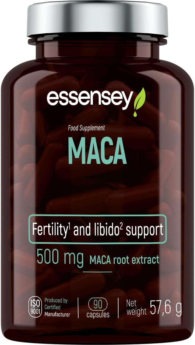 Potenzmittel & Standfestigkeit – ESSENSEY - 500 mg Maca Extract, Adaptogenic Plant, 90 Capsules, Endurance and Vitality, Vegetarian & No Additives, 90 Daily Doses, Easy to Swallow, Laboratory Tested – Bild 2