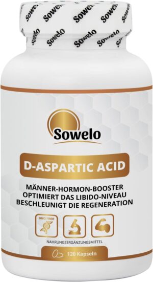 Potenzmittel & Standfestigkeit – D-Aspartic Acid, 120 Capsules, DAA, Accelerates Recovery, Optimal Dose, Dietary Supplement, Amino Acid