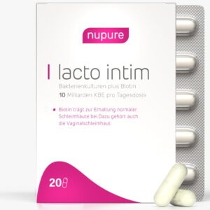Penisvergrößerung & Pflege – Nupure® Lacto Intimate Vaginal Lactic Acid Bacteria, Plus Biotin for Mucous membranes, Oral Intake, Vaginal Probiotics, 20 Capsules, Vegan, Lactose Free