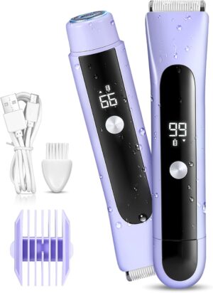 Penisvergrößerung & Pflege – 2-in-1 Women's Razor & Intimate Trimmer, Double Head Design, IPX7 Waterproof Wet/Dry, Wireless with USB-C, for Face, Legs, Armpits & Bikini Area