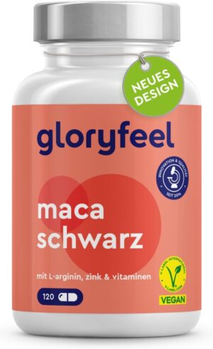 Potenzmittel & Standfestigkeit – Maca Capsules 27000 mg (20:1 Extract) + L-Arginine, Vitamin B6, B12 & Zinc - Maca Powder Black High Dose - Vegan, Laboratory Tested, No Additives Made in Germany