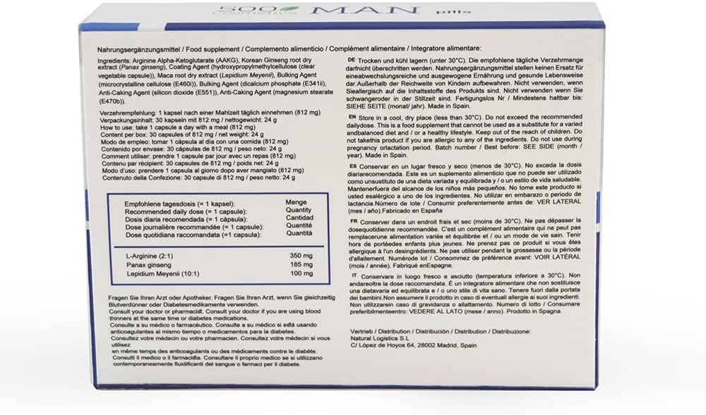 Potenzmittel & Standfestigkeit – 500 Cosmetics - Natural Supplement to Increase Virility, Male Potency and Improve Sexual Relations - Made in The EU - 30 Tablets. – Bild 5