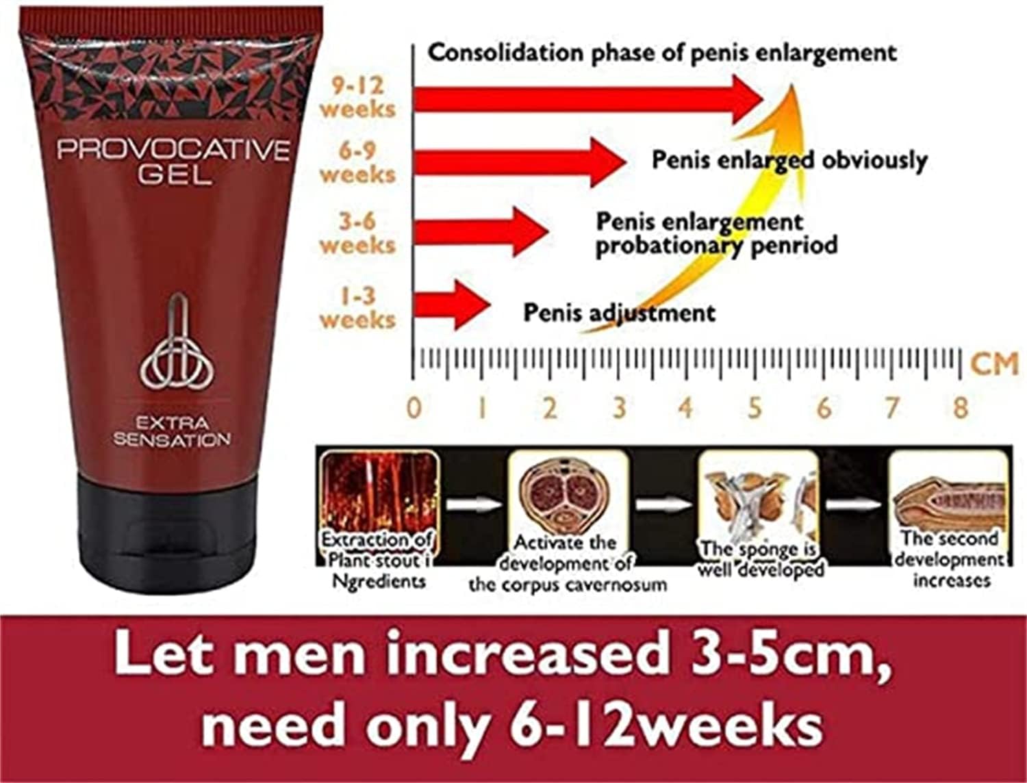 Penisvergrößerung & Pflege – Growth Cream Gel Enlarge Your Up to 12 Inches XXXL, Massage Cream for All Skin Types – Bild 4