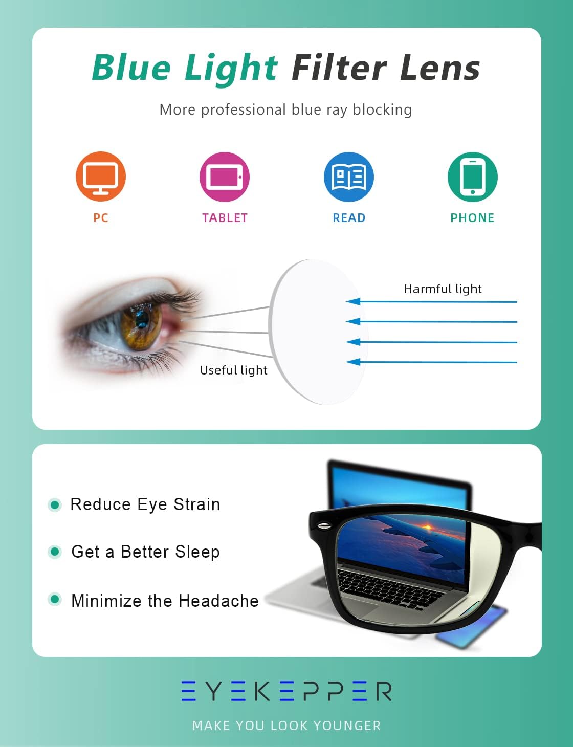 Potenzmittel & Standfestigkeit – Eyekepper Spring Hinges UV Protection, Anti Glare Anti Blue Rays, Scratch Resistant Lens Computer Reading Glasses Readers (Yellow Tinted Lenses, Black) +0.75 – Bild 5