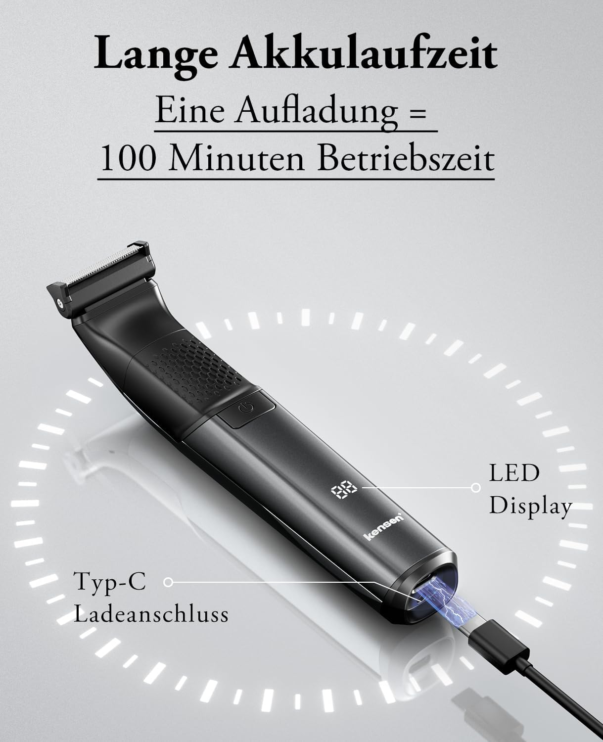 Penisvergrößerung & Pflege – kensen Men's Intimate Shaver, 2-in-1 Razor, Men's Intimate Area, Waterproof Body Shaver, Men's Type C Bodygroom, Men's Wet Dry Intimate Razor, Legs, Chest, Armpit Groin, Attachment Combs – Bild 6