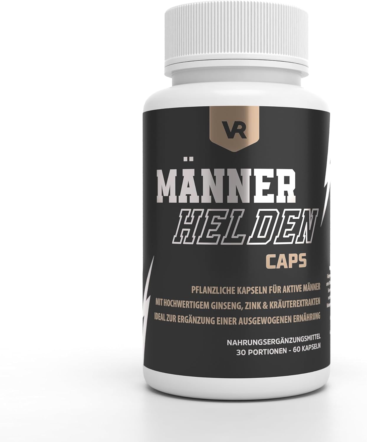 Potenzmittel & Standfestigkeit – Men's Hero Caps - 60 Capsules - Ginseng, Zinc, Bioperine & Plant Extracts for Men - Energy, Endurance & Focus - Vegan & No Additives - Made in the EU - Laboratory Tested Quality