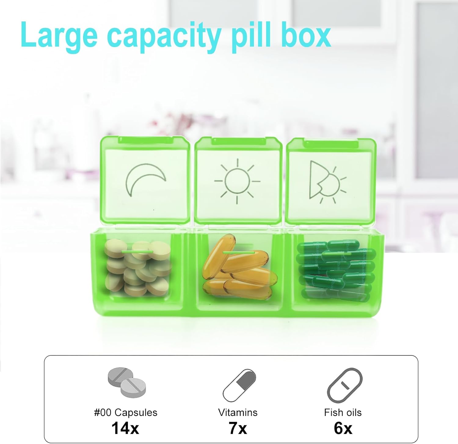 Potenzmittel & Standfestigkeit – Monthly Pill Box, 3 Times a Day, 30 Day Travel Pill Box with 32 Daily Compartments, Monthly Pill Box for Fish Oil, Vitamins, Supplements and Medicines – Bild 5