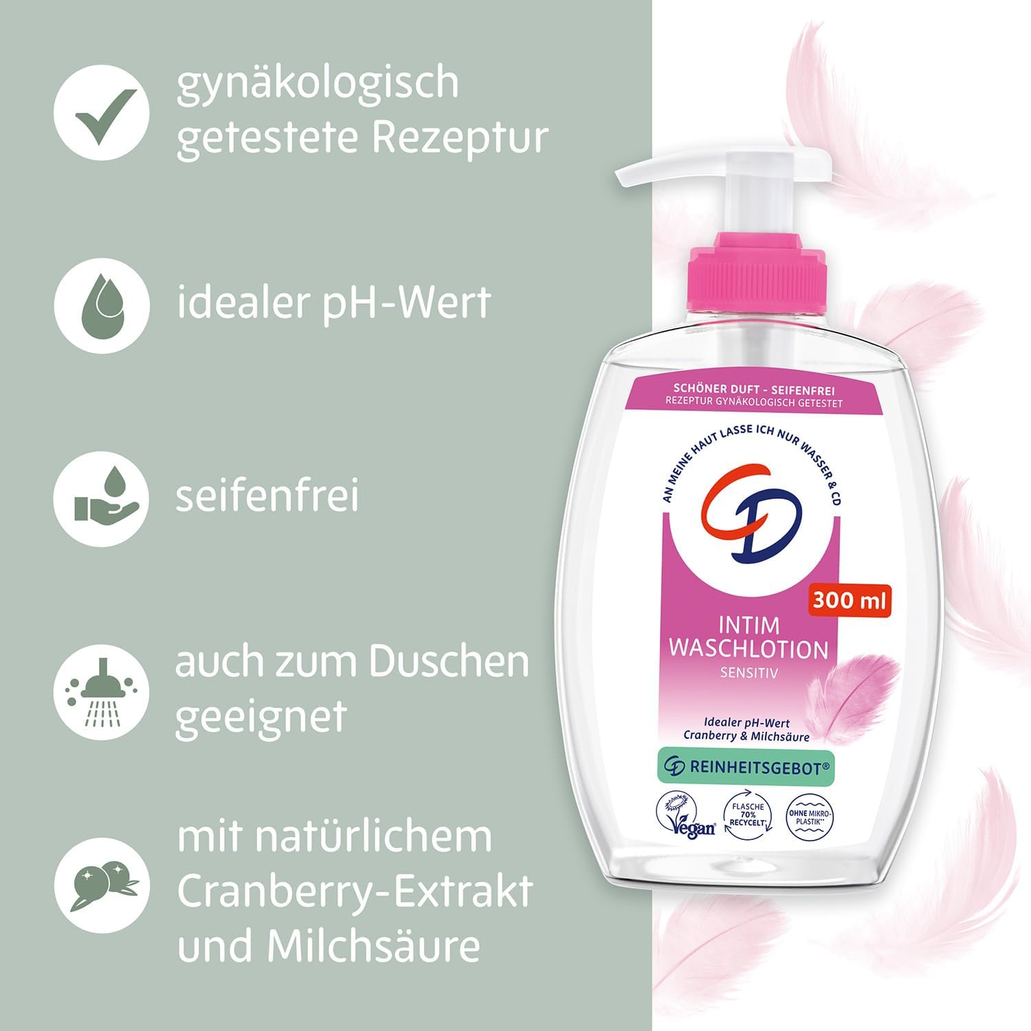 Penisvergrößerung & Pflege – CD Feel-good intimate wash lotion, 300 ml, lotion for mild cleansing of the intimate area, with cranberry extract and lactic acid, soap-free body care, subtle fragrance, vegan – Bild 3