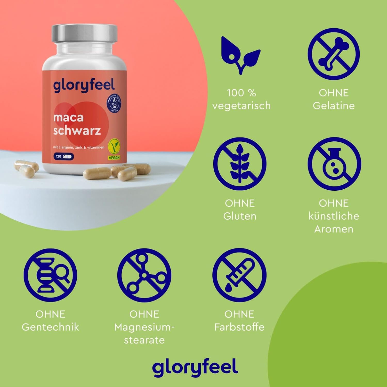 Potenzmittel & Standfestigkeit – Maca Capsules 27000 mg (20:1 Extract) + L-Arginine, Vitamin B6, B12 & Zinc - Maca Powder Black High Dose - Vegan, Laboratory Tested, No Additives Made in Germany – Bild 3