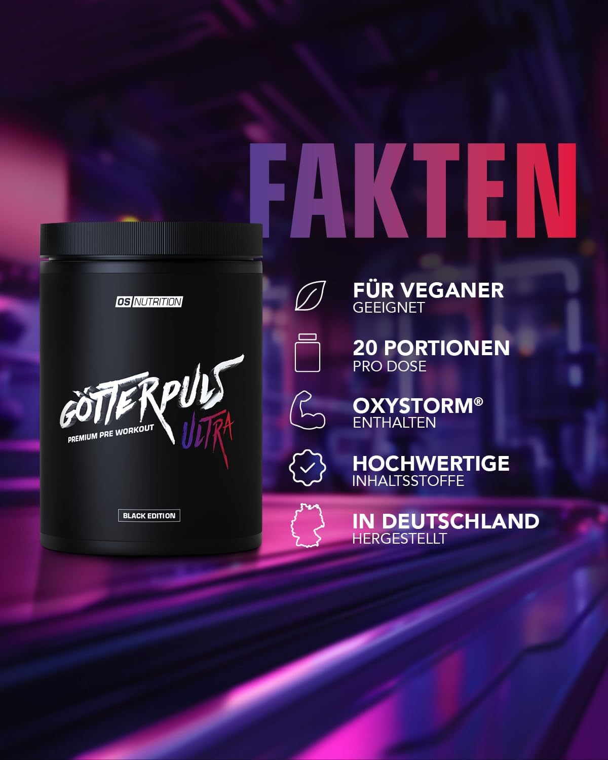 Ausdauer & Energie – OS NUTRITION Götterpuls Ultra Pre Workout Booster, Powder (480 g, Red Edition) – Bild 4