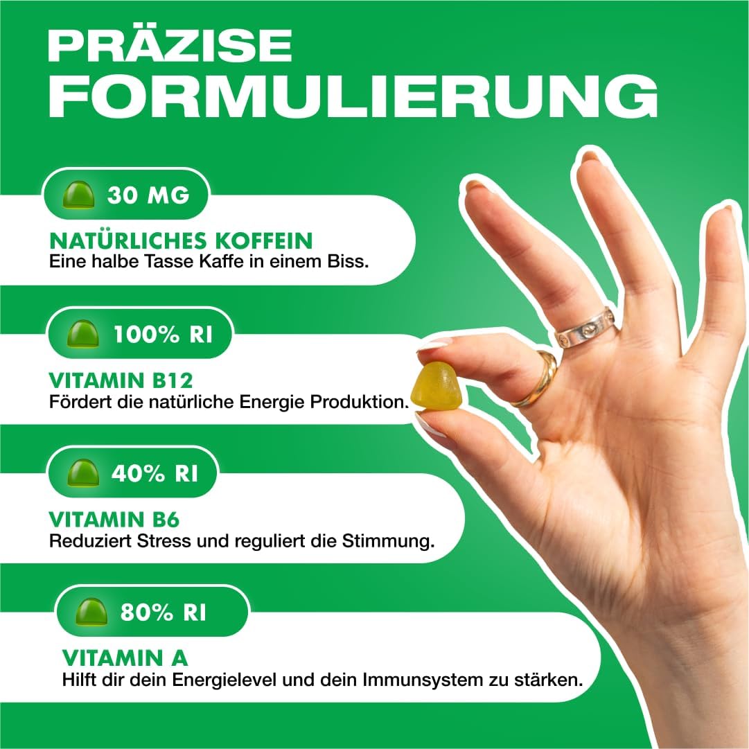 Potenzmittel & Standfestigkeit – Energy Bytes | Caffeine Chewing Gum | Apple Flash | Low Sugar Instant Energy Chewing Gums for Running, Cycling and Athletic Performance | 12 Servings – Bild 3