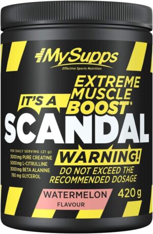 Ausdauer & Energie – My Supps Scandal Extreme Muscle Pre Workout Training Booster - Watermelon with Creatine, Citrulline, Beta Alanine, Caffeine & Tyrosine for Energy - Gym Nutrition Supplement - 20 Servings 420 g