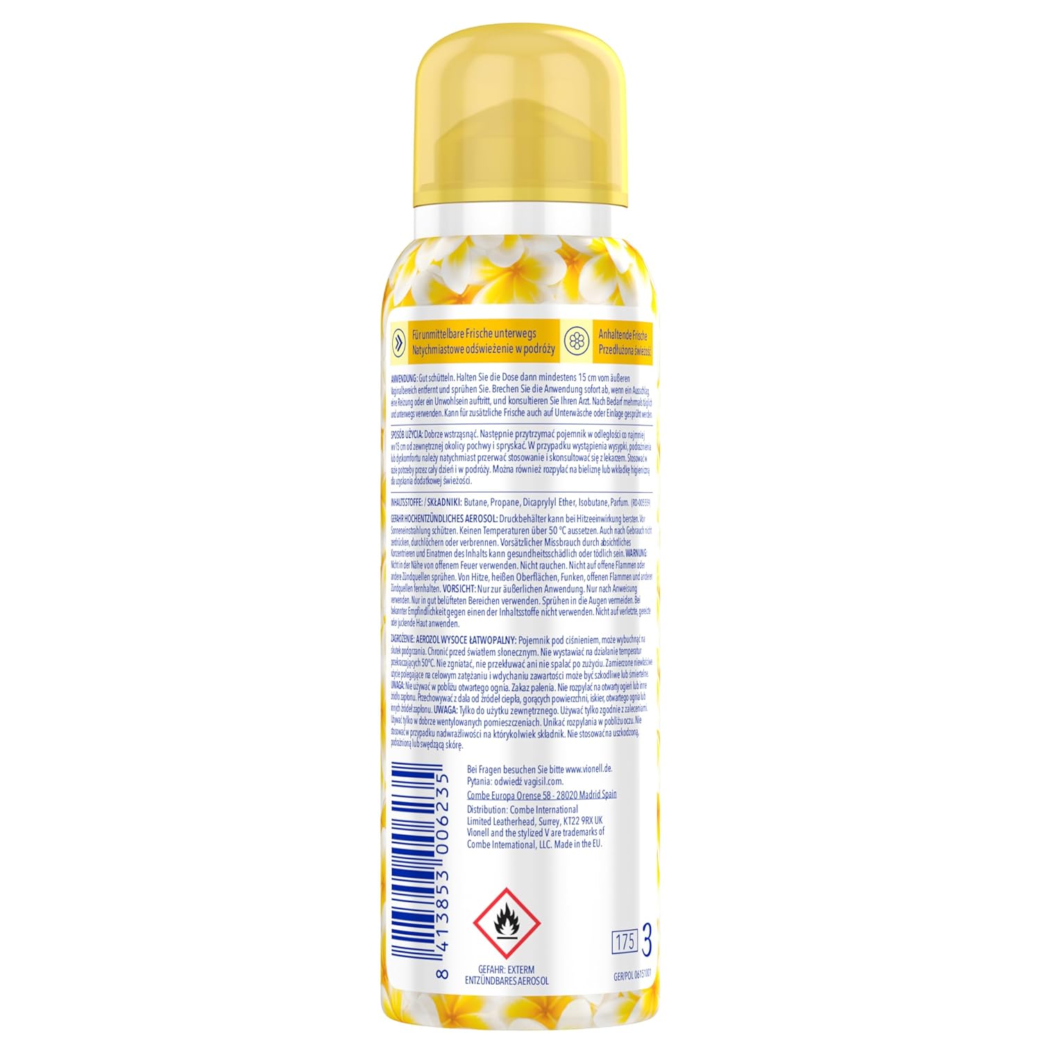 Penisvergrößerung & Pflege – Vionell Sensitive Scents Intimate Deodorant for Women, Long Lasting Freshness, Hypoallergenic, Respects the pH of the Skin, White Jasmine Fragrance, 125 ml – Bild 3