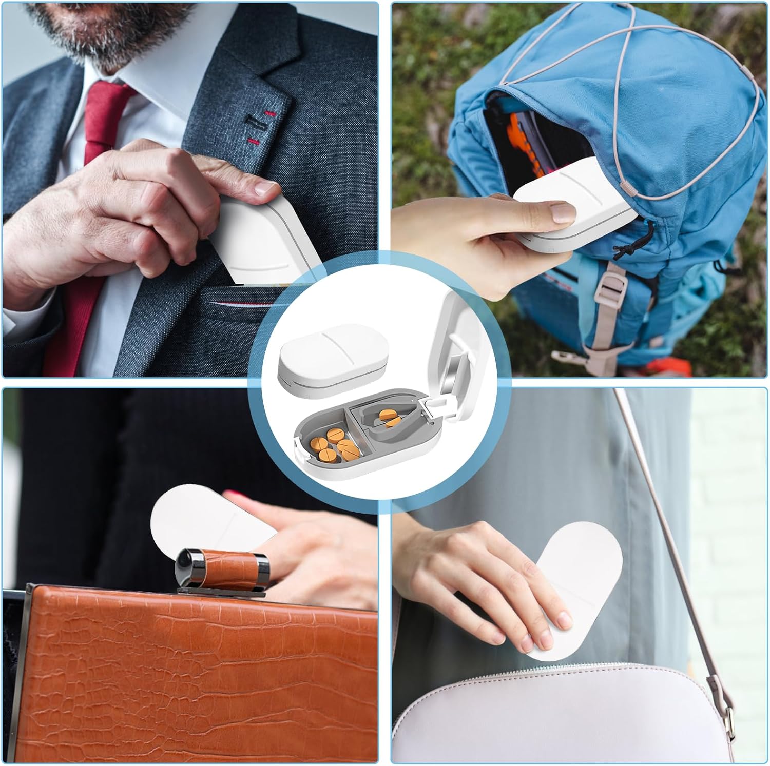Potenzmittel & Standfestigkeit – Tablet Divider for All Tablets, Tablet Cutter for Small and Large Pills, 2-in-1 Tablet Cutter with Storage Compartment & Blades, Tablet Splitter Pill Cutter, White – Bild 6
