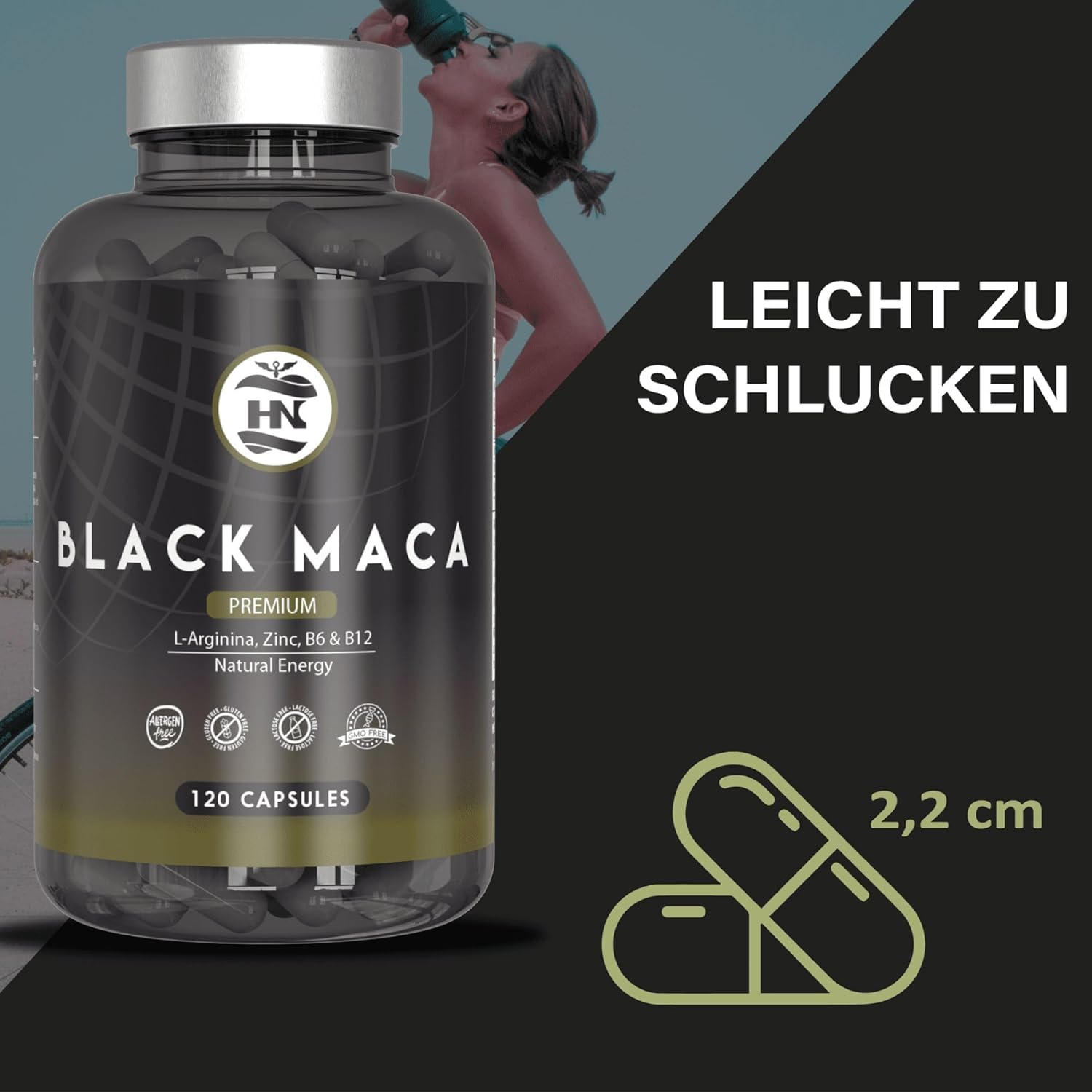 Potenzmittel & Standfestigkeit – Maca Capsules with L Arginine High Dose. Maca Root 20:1 Equivalent to 24000 mg for Maximum Energy and Performance, Black Maca with Vitamins B6 and B12, Black Maca for Men and Women (120 Capsules) – Bild 11