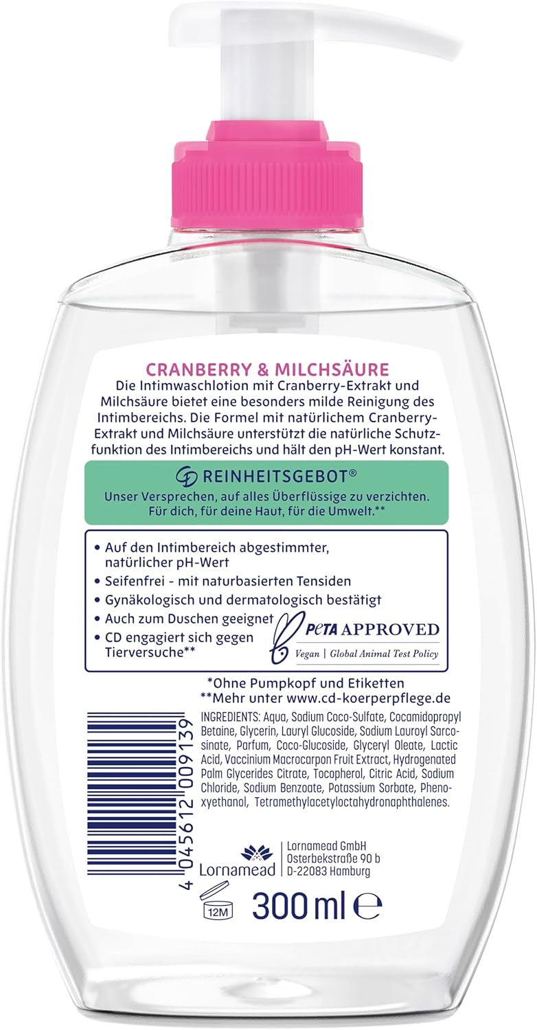 Penisvergrößerung & Pflege – CD Feel-good intimate wash lotion, 300 ml, lotion for mild cleansing of the intimate area, with cranberry extract and lactic acid, soap-free body care, subtle fragrance, vegan – Bild 2
