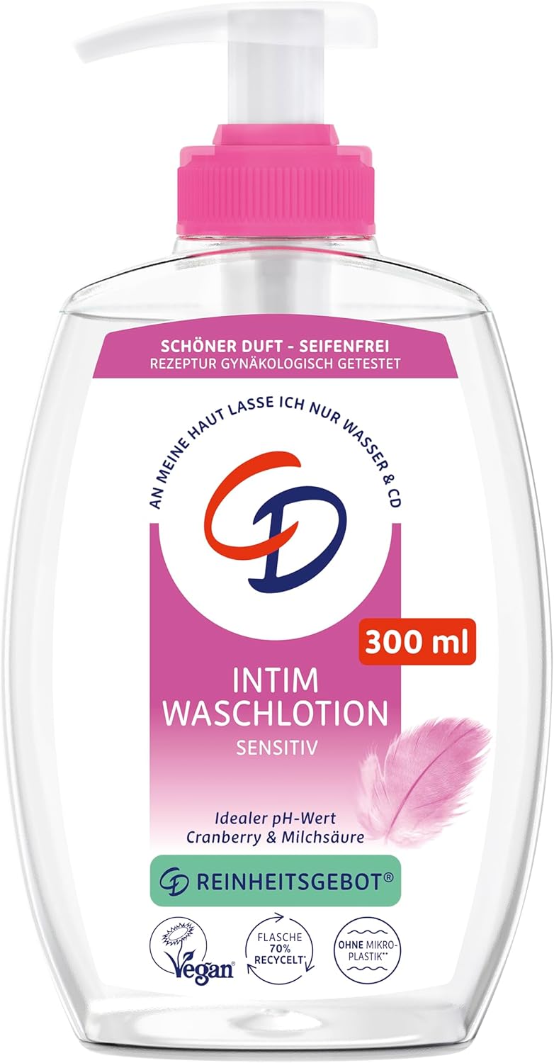 Penisvergrößerung & Pflege – CD Feel-good intimate wash lotion, 300 ml, lotion for mild cleansing of the intimate area, with cranberry extract and lactic acid, soap-free body care, subtle fragrance, vegan