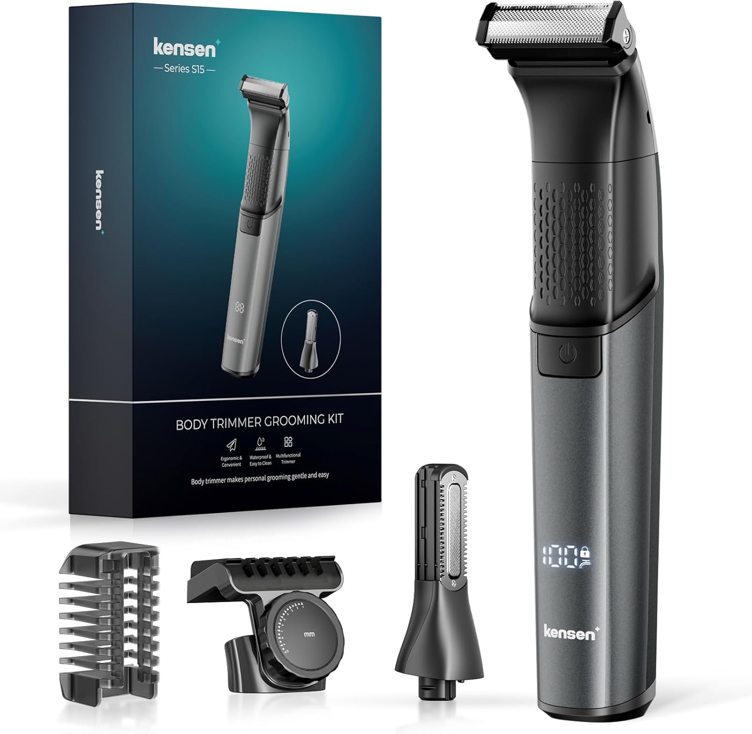 Penisvergrößerung & Pflege – kensen Men's Intimate Shaver, 2-in-1 Razor, Men's Intimate Area, Waterproof Body Shaver, Men's Type C Bodygroom, Men's Wet Dry Intimate Razor, Legs, Chest, Armpit Groin, Attachment Combs