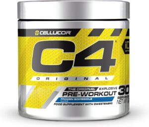 Ausdauer & Energie – C4 Original Pre Workout Pulver, Gefrorener Bombeis am Stiel, 30 Portionen | Zuckerfreies Pre Workout Energie-Getränkepulver mit 150mg Koffein, 1500mg Creatin Monohydrat, 1600mg Beta Alanin
