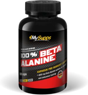 Ausdauer & Energie – My Supps Beta Alanine 180 Capsules - 4800 mg per Daily Serving - 99% Purity - With Vitamin B6 - Beta Alanine Amino Acid Laboratory Tested - Booster for Endurance & Strength, Made in Germany