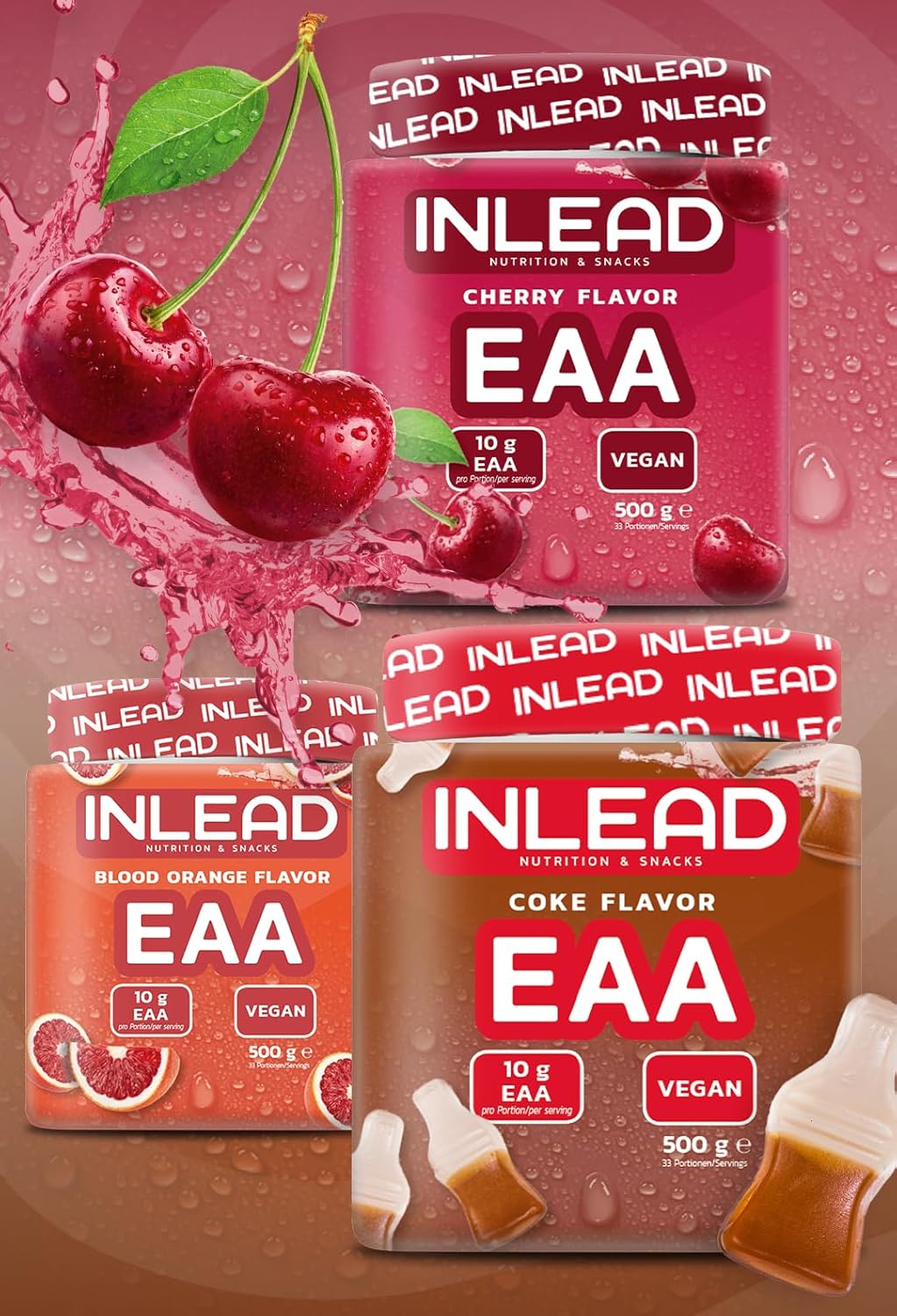 Ausdauer & Energie – INLEAD - EAA Powder | 10,000 mg Essential Amino Acids per Serving | Supports Muscle Protection, Regeneration & Performance | Optimal Solubility - 500 g (Blood Orange - Blood Orange) – Bild 5
