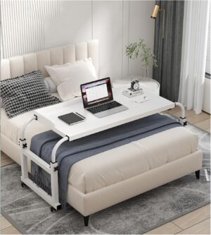 Potenzmittel & Standfestigkeit – KEuLen Überbetttisch mit Rollen, Mobiler Betttisch, Höhenverstellbar mit Rädern Tablett Schreibtisch Rollbarer medizinischer Tisch Überbett Nachttisch mit Rollen(White)