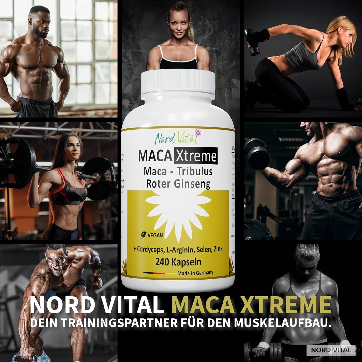 Potenzmittel & Standfestigkeit – Nord Vital Maca Capsules with Cordyceps, L-Arginine and Tribulus Terrestris - Ultra High Dose - with Zinc and Selenium - 240 Vegan Capsules - Made in Germany - High-Quality Formula – Bild 6