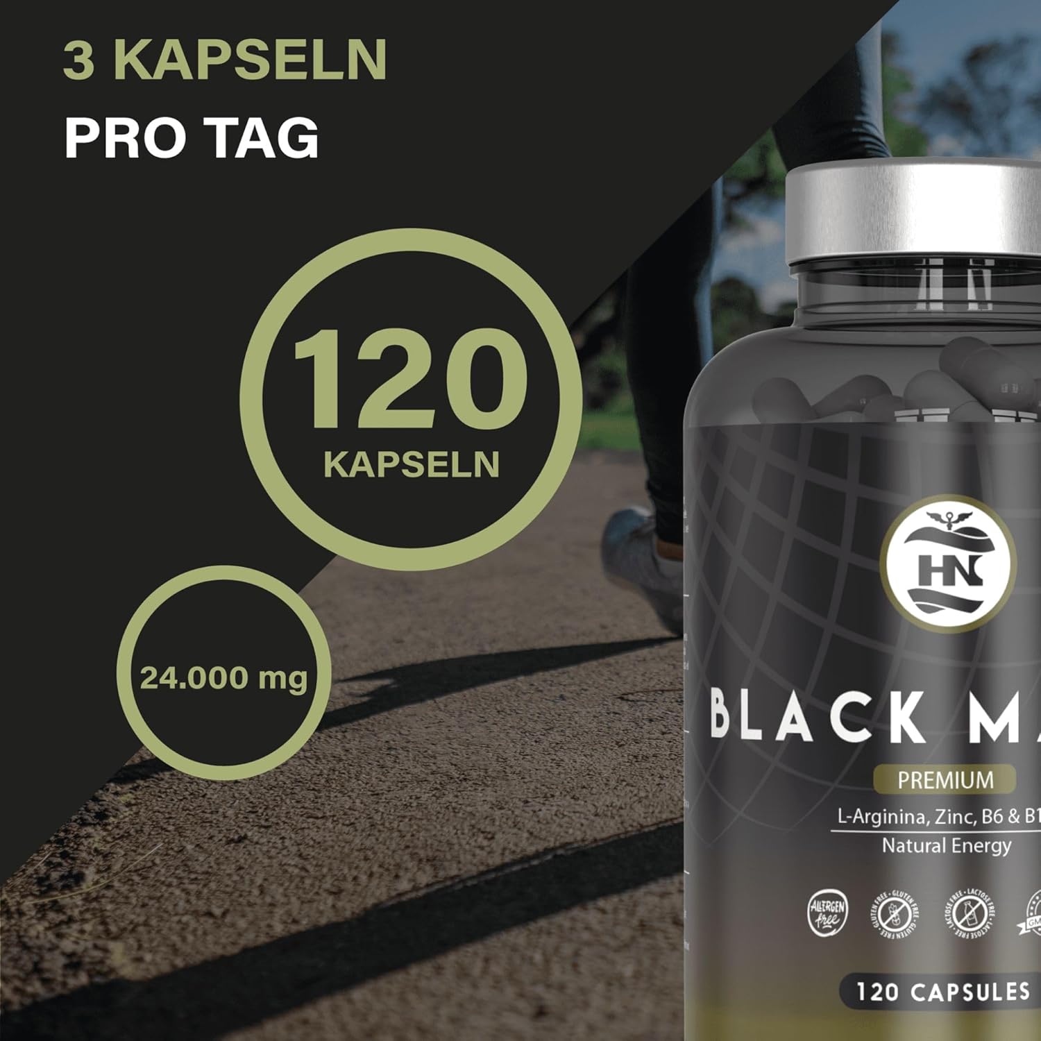 Potenzmittel & Standfestigkeit – Maca Capsules with L Arginine High Dose. Maca Root 20:1 Equivalent to 24000 mg for Maximum Energy and Performance, Black Maca with Vitamins B6 and B12, Black Maca for Men and Women (120 Capsules) – Bild 10