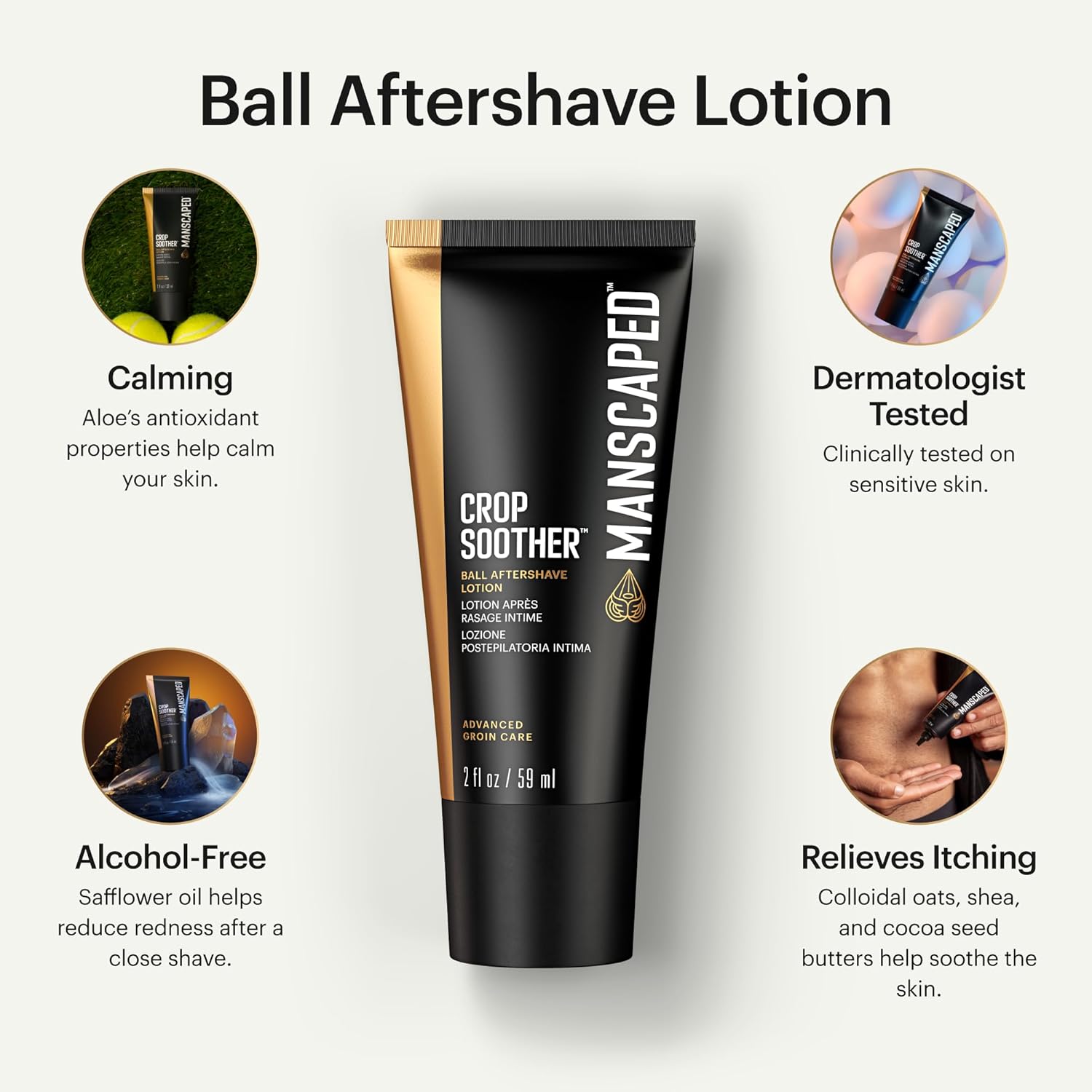Penisvergrößerung & Pflege – MANSCAPED® Crop Soother™: Intimate Aftershave Lotion, With Aloe Vera, Oatmeal, Shea Butter, Cocoa Butter and Thistle Oil, Counteracts Shave-Related Irritation, For Sensitive Skin – Bild 3