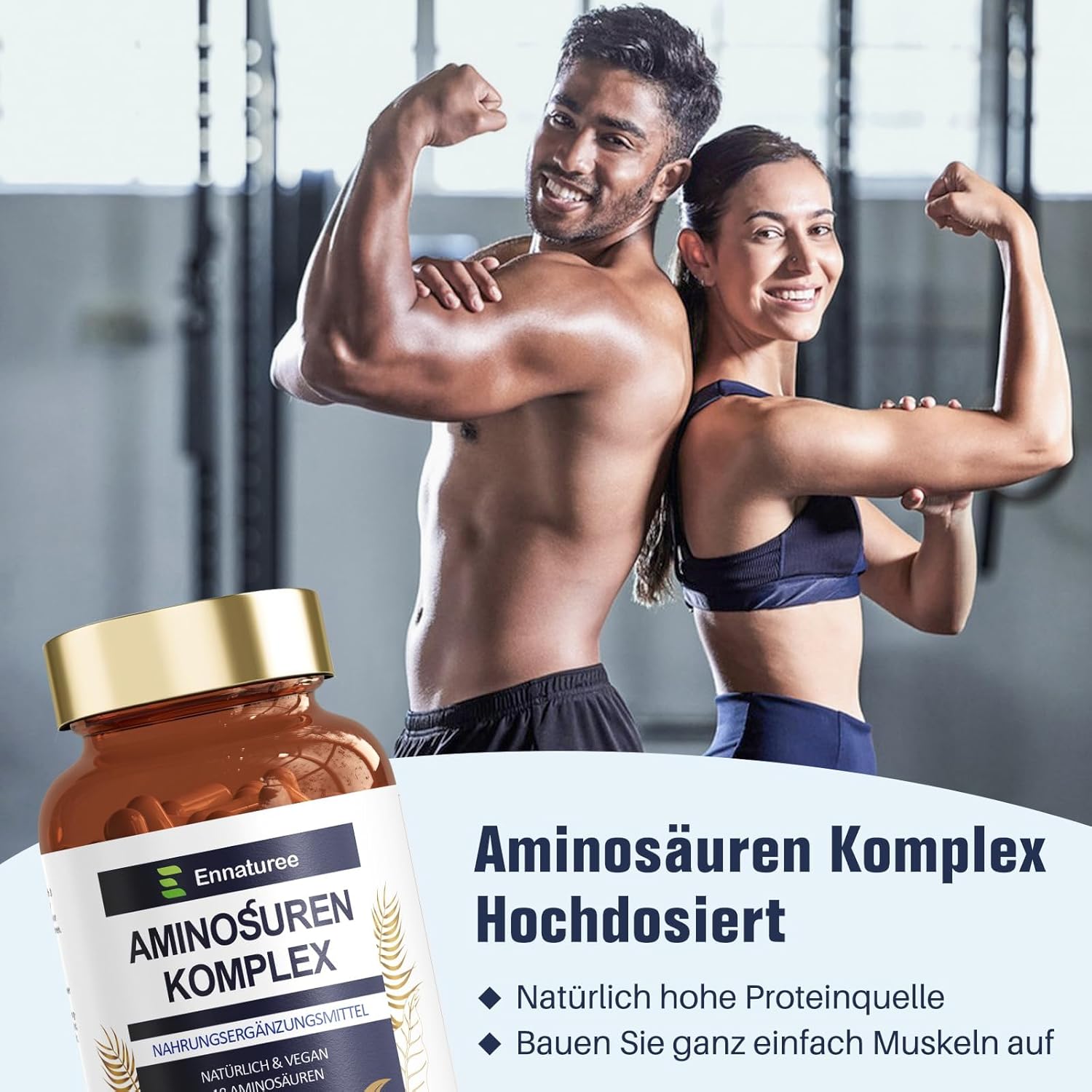 Ausdauer & Energie – 18 Amino Acids Complex High Dose - 9 EAA + 9 NEAA Amino Acids Capsules with BCAA - 120 Capsules – Bild 4