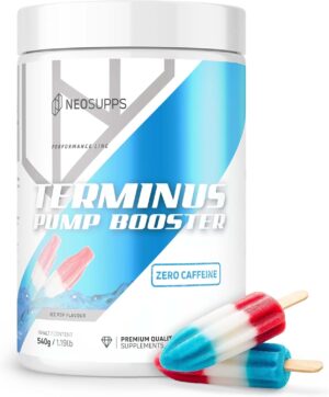 Ausdauer & Energie – NEOSUPPS Pre Workout Booster Terminus Pump XXL Ice Pop 540 g, without Caffeine Booster, Fitness & Gym, Vegan, Pump & Focus, Tested Quality, 8,000 mg L-Citrulline, 20 Servings