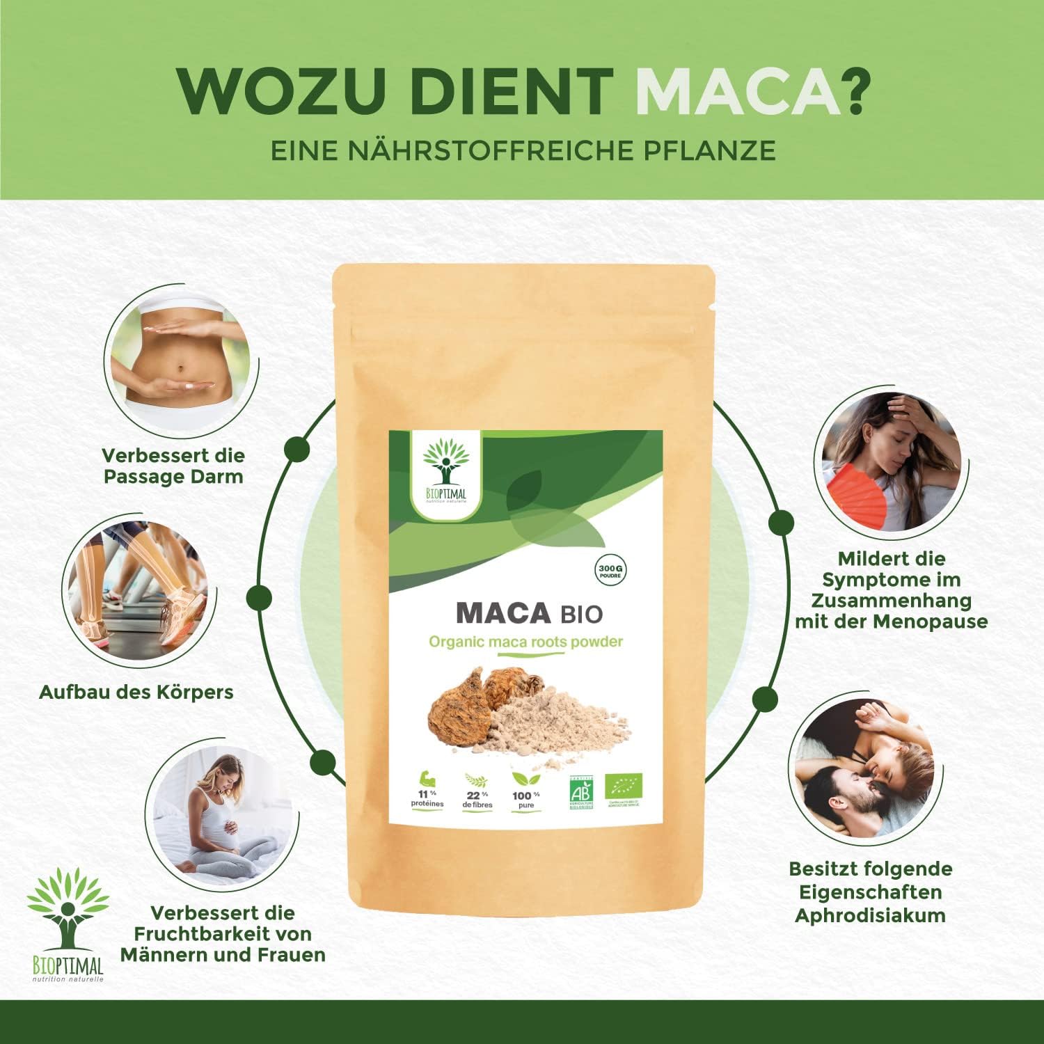 Potenzmittel & Standfestigkeit – Organic Maca Powder - Superfood - Yellow Maca Root from Peru - Energy for Sexuality, Fertility and Aphrodisiac - 100% Pure, Natural and Raw - Packed in EU - Organic Certified - 300 g – Bild 2