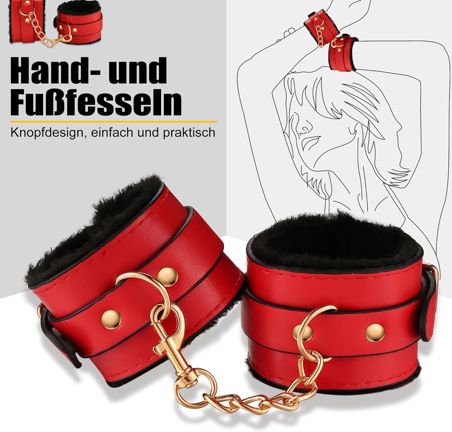 Penisvergrößerung & Pflege – Bondage BDSM Set Sex Toys Restraints 15 Pieces Sex Toy Set with Handcuffs Foot Fetish Sex Toy for Men Women and Couples – Bild 2