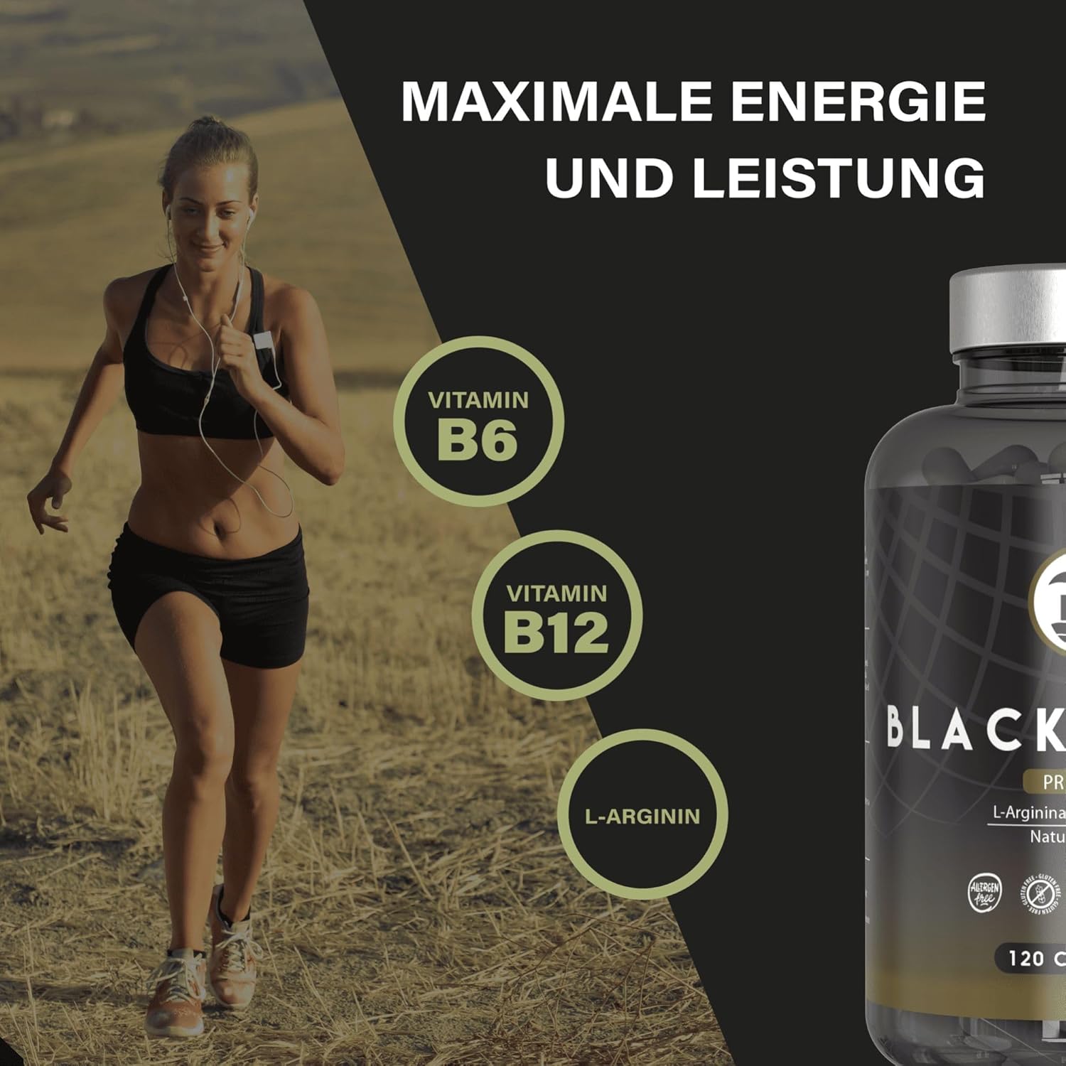 Potenzmittel & Standfestigkeit – Maca Capsules with L Arginine High Dose. Maca Root 20:1 Equivalent to 24000 mg for Maximum Energy and Performance, Black Maca with Vitamins B6 and B12, Black Maca for Men and Women (120 Capsules) – Bild 9