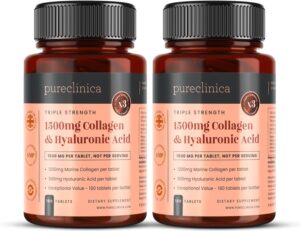 Potenzmittel & Standfestigkeit – 1500mg x 360 tablets. 1200mg of UltraColl Collagen & 300mg of Hyaluronic Acid per tablet. (2 bottles of 180 tablets each - 6 months supply). SKU: UCHL3x2