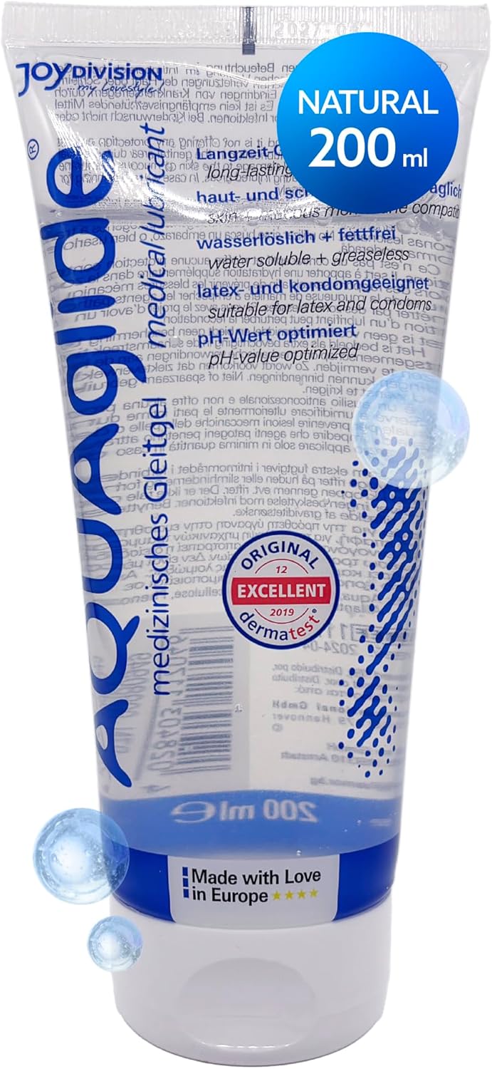 Penisvergrößerung & Pflege – Joydivision AQUAglide, 200 ml, Natural Lubricant, Crystal Clear & Vegan Lubricant, pH-Optimised and Latex Condom-Compatible