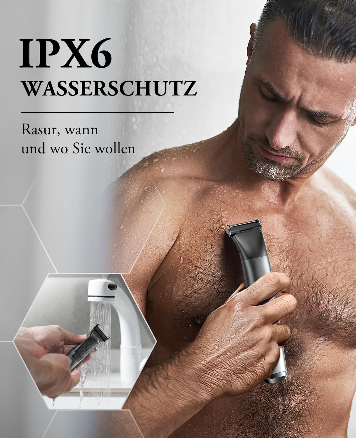 Penisvergrößerung & Pflege – kensen Men's Intimate Shaver, 2-in-1 Razor, Men's Intimate Area, Waterproof Body Shaver, Men's Type C Bodygroom, Men's Wet Dry Intimate Razor, Legs, Chest, Armpit Groin, Attachment Combs – Bild 5